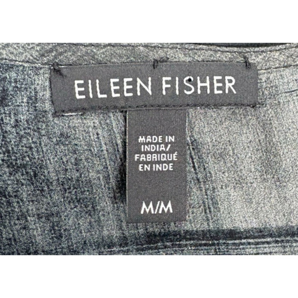 Eileen Fisher Medium Gray Sheer Silk Sleeveless Scoop Neck Hi-Lo Top Lagenlook - Picture 4 of 10